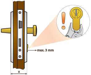 kilógás maximum 3 mm, a letörésvédelem miatt