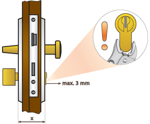 kilógás maximum 3 mm, a letörésvédelem miatt