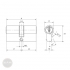 ISEO F3 DC 30x30 profile double cylinder, 3 keys dimensional drawing