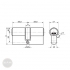 BASI CX6 DC 30x30 double cylinder lock, 5 keys dimensional drawing BASI CX6 DC 30x30 double cylinder lock, 5 keys dimensional drawing