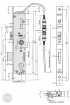 EFFEFF 809E12C electromechanical mortise lock, 12V 100%ED, 92/35/24, D dimensional drawing EFFEFF 809E12C electromechanical mortise lock, 12V 100%ED, 92/35/24, D dimensional drawing