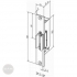 EFFEFF 934U-09 glass door electric strike 12/24 V DC universal dimensional drawing