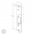EFFEFF 030 kF short flat striking plate with latch guide left stainless steel dimensional drawing
