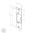 EFFEFF 545 kl short flat striking plate with latch guide universal stainless steel dimensional drawing EFFEFF 545 kl short flat striking plate with latch guide universal stainless steel dimensional drawing