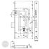 BASI ES 924 mortise lock, right, PC, with angled face plate 235/20 dimensional drawing