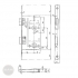 BASI ES 935 mortise lock toilet right, with rounded face plate dimensional drawing