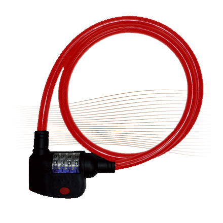 BASI ZR1100 combination spiral wire bicycle lock  1,2x100 cm red