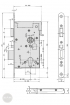 EFFEFF 809M14A electromechanical mortise lock, 12V 100%ED, 72/60/24, D dimensional drawing EFFEFF 809M14A electromechanical mortise lock, 12V 100%ED, 72/60/24, D dimensional drawing