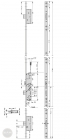 EFFEFF 819L14 electromechanical multi-point mortise lock, 12V 100%ED, 92/35, D dimensional drawing