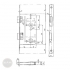 BASI ES 935-3 mortise lock  toilet left-right, with rounded face plate dimensional drawing BASI ES 935-3 mortise lock  toilet left-right, with rounded face plate dimensional drawing