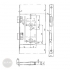 BASI ES 935-3 mortise lock  toilet left-right, with rounded face plate dimensional drawing